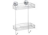 Duschablage WENKO "Wandregal", silber (chrom), B:15,5cm H:44cm T:26cm, Stahl, Regale, Duschablage, 2 Etagen