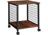 tectake® Beistelltisch, Industrial Style, Gestell mit Gitterseiten, 2 Ablagen und Lenkrollen, 40 x 40 x 48 cm