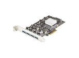 StarTech.com 4-Port USB PCIe Adapter - 10 Gbit/s USB 3.1/3.2 Gen 2 Typ-A PCI Express Erweiterungskarte mit 2 Controllern - 4x USB-A - USB-PCIe-Schnittstellenkarte - Windows/Mac/Linux (PEXUSB314A2V2) - USB-Adapter - PCIe 3.0 x4 - USB 3.1 Gen 2 x 4
