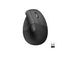 Logitech Lift Vertical Ergonomic Mouse - vertikale Maus - Bluetooth, 2.4 GHz - Graphite