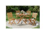 Ambia Garden Gartentischgruppe, Eukalyptusholz, Holz, Eukalyptusholz, teilmassiv, X-Form, Stühle klappbar, Gartenmöbel, Gartenmöbel-Sets