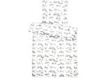 Bettwäsche APELT "Lasse", grau (weiß, grau), B/L: 135cm x 200cm, 1 Stk., 1 Stk., Satin (Bio-Baumwolle), B/L: 80cm x 80cm, Satin (Bio-Baumwolle), Obermaterial: 100% Baumwolle, Bettwäsche, Bettwäsche, modisch-romantische winterliche Landschaft im Chalet-Stil
