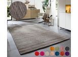 Wollteppich THEKO "Holi", grau, B:60cm H:13mm L:90cm, Schurwolle, Teppiche, Uni-Farben, leicht meliert, reine Wolle, handgewebt mit Knüpfoptik
