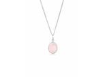 Collierkettchen ELLI "Anhänger Rosenquarz Rosa Oval 925 Silber", rosa, Halsketten, Damen, 45,mit Steinen, Silber 925 (Sterlingsilber), L: 45