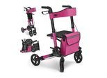 Juskys Rollator Vital faltbar, leicht & höhenverstellbar aus Aluminium bis 130 kg mit Sitz Lila