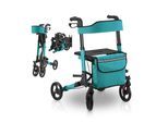 Juskys Rollator Vital faltbar, leicht & höhenverstellbar aus Aluminium bis 130 kg mit Sitz Petrol