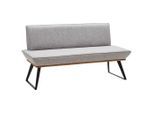 Voleo Sitzbank, Schwarz, Eiche, Hellgrau, Metall, Eiche, massiv, Uni, 2-3-Sitzer, 160x87x64 cm, Stoffauswahl, mit Rückenlehne, Esszimmer, Bänke, Sitzbänke