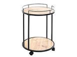 HAKU Beistelltisch, rund, Stahlrohr schwarz, Ablage MDF Eiche hell, melaminharzbeschichtet, B 450 x T 450 x H 600 mm