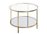 HAKU Beistelltisch, rund, Stahlrohr lackiert, Ablagen Sicherheitsklarglas/Spiegelglas, B 600 x T 600 x H 450 mm, gold