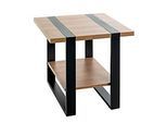 HAKU Beistelltisch, quadratisch, B 450 x T 450 x H 450 mm, Stahlrohr schwarz, Ablage Spanplatte Eiche dunkel, 15 kg Belastbarkeit