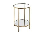 HAKU Beistelltisch, rund, Ø 390 mm x H 550 mm, Stahlrohr lackiert, Glasablagen (Sicherheitsklarglas oben, Spiegelglas unten), gold