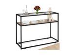 tectake® Konsolentisch, Industrial Style, 2 Ablagen, mit Glasplatte, 100 x 41 x 80,5 cm