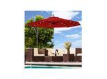 Luxus Sonnenschirm mit LED Beleuchtung Ampelschirm 350cm Solar Garten Schirm Pavillon in Rot