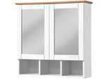 Spiegelschrank WELLTIME "Landhaus Sylt", weiß, honig, B:62,5cm H:62cm T:22cm, Massivholz, Schränke, Spiegelschrank, Breite 62,5 cm, aus Massivholz