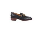 Leather Loafers With Gold-Tone Buckle - Gr. 35 (EU) - in Schwarz