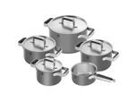 Zwilling Kochtopfset Zwilling Pure , Grau , 5-teilig , 16 cm,20 cm,16 cm , rund , backofengeeignet , Kochen, Töpfe, Topfsets