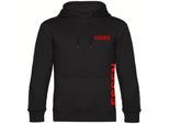 multifanshop Kapuzen Sweatshirt - Essen - Brust & Seite - Druck rot - Hoodie