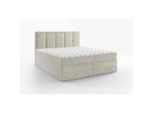 Esposa Boxspringbett, Creme, Kunststoff, H2 + H3, Höhe ca. 19 cm, 180x200 cm, gepolstertes Kopfteil, Stoffauswahl, Wendematratze mit unterschiedlichen Härtegraden, in verschiedenen Größen erhältlich, Härtegradauswahl, Schlafzimmer, Betten, Doppelbetten