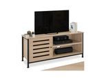 tectake® TV-Board, Industrial Style, 2 offene Fächer, Staufach mit Magnettür, 2 Kabelaussparungen, 110 x 41,5 x 50,5 cm