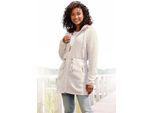 Fleecejacke LASCANA, Damen, Gr. 44/46, beige, Fleece, Obermaterial: 100% Polyester, unifarben, Jacken Fleecejacke, mit Kapuze