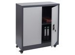 Aktenschrank MCW-O50, Büroschrank Stahlschrank mit Rollen, 2 Türen abschließbar, Stahl 98x80x40cm ~ dunkelgrau hellgrau
