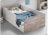 Kinderbett HOME AFFAIRE "Bodenbett »Rieke« 90 x 200 cm", weiß (eiche, sand, nachbildung, weiß), B:94cm H:50cm L:204cm, Betten, Jugendbett 90 x 200 cm inkl. Rollkästen
