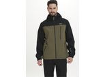 Outdoorjacke WEATHER REPORT "DELTON W-PRO15000", Herren, Gr. M, schwarz (khaki, schwarz), 94% Polyester, 6% Elasthan, bedruckt, mehrfarbig, normal, hoch geschlossener Ausschnitt, Jacken Outdoorjacke, ist atmungsaktiv, wasser- und winddicht