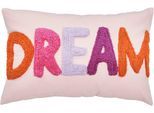 Dekokissen DONE. "CUSHION HAPPY DREAM", rosa (rosa, bunt, schriftzug bestickt), B:40cm H:1cm L:60cm, Baumwolle, Dekokissen_Sitzkissen_Kissenhüllen