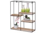 Wandregal MCW-K76, Hängeregal Schweberegal Regal, 4 Regalböden Metall Massiv-Holz Industrial 51x40x11cm ~ natur