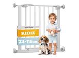 KIDIZ® Schutzgitter für Treppen Tür, Auto Close Kindertreppengitter ohne Bohren 90° Stop, Absperr Türschutzgitter, schwenkbare Trennwand, Treppenschutzgitter, Klemmen