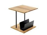 HAKU Beistelltisch SACRAMENTO 7, quadratisch, Stahlrohr pulverbeschichtet, Ablage Massivholz, geölt, B 450 x T 450 x H 450 mm, Eiche/Schwarz