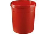 Papierkorb HAN GRIP, rund, Volumen 18 l, extra stabil, 2 Griffmulden, ohne Deckel, B 237 x T 312 x H 350 mm, Polypropylen, rot