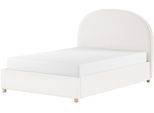 Boxbett VIPACK "Moon, mit Lattenrost und Stauraum, modernes Design", weiß, B:147cm L:213cm, Komplettbetten, inkl. Massivholz Füßen in natur, 3 Stoff Farben zur Auswahl