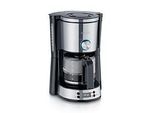 SEVERIN Kaffeeautomat, 10 Tassen, 1.000 W, Digitaluhr mit Timer, AromaSwitch (2 Brühprofile), Glaskanne, Edelstahl (gebürstet)/Schwarz, Display