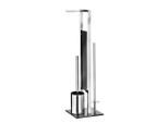 Wenko Wc-Bürstenkombination Rivalta, Schwarz, Edelstahl, Metall, 18x70x23 cm, Bürstenkopf austauschbar, Ersatzrollenhalter, Papierhalter, Badezimmer, WC Ausstattung, WC Bürstengarnituren