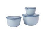 Mepal Vorratsdosenset , Klar, Hellblau , Kunststoff , 3-teilig , 0.5 l , 19x12x19.2 cm , auslaufsicher, lebensmittelecht, luftdichter Verschluss, mikrowellengeeignet , Küchenzubehör, Vorratsbehälter, Vorratsdosen
