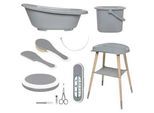 Bebe Jou Babybadeset , Grau , Kunststoff , 7-teilig , 79.5x40x46 cm , Pflegen, Baden, Babybadewannen
