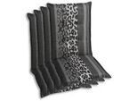 Sesselauflagenset , Anthrazit , Textil , 4-teilig , Animalprint , Füllung: Schaumstoff, Vlies , 50x7x110 cm , Oeko-Tex® Standard 100 , pflegeleicht, hochwertige Qualität, langlebig, für den Außenbereich geeignet, mittels Bändern zu befestigen, mittels Gurtband zu befestigen , Gartenmöbel, Gartenpolster & Auflagen, Sesselauflagen
