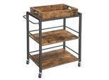 Boxxx Allzweckwagen , Braun, Schwarz , Metall, Holzwerkstoff , Schichtholz , 3 Fächer , 72x40x86 cm , Esszimmer, Servierwagen