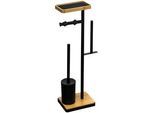 Sadena Wc-Bürstengarnitur , Schwarz , Metall, Kunststoff , 21.5x66x16.5 cm , Bürstenkopf abnehmbar, Bürstenkopf austauschbar, rostfrei, Papierhalter , Badezimmer, WC Ausstattung, WC-Bürsten