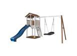 Ambia Garden Nest Swing BRAUN-WEIß , Blau, Braun, Weiß , Holz , Zeder , 356.6x241.9x349 cm , Fsc , Freizeit & Co, Gartenspielzeug, Spieltürme