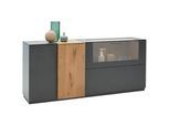 Valnatura Sideboard , Anthrazit, Eichefarben , Holz, Metall, Glas , Kerneiche , vollmassiv , 2 Fächer , 1 Schubladen , 176x81x44 cm , Goldenes M, Dgm , Typenauswahl, Beimöbel erhältlich, stehend , Holzmöbel, Kommoden Holz, Sideboards Holz