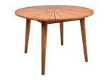 Gardenson Gartentisch , Hellbraun , Holz , Akazie , massiv , rund , rund , 110x75x110 cm , regenabweisend, Schirmloch, UV-beständig, wetterbeständig , Gartenmöbel, Gartentische