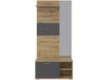 Boxxx Garderobe , Anthrazit, Eiche Artisan , Holzwerkstoff , 90x194x31 cm , Garderobe, Garderoben-Sets & Garderoben-Serien