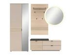 Xora Garderobe , Eichefarben, Kaschmir, Schwarz , Holzwerkstoff, Textil, Glas, Metall , 5-teilig , 236x202x38 cm , Garderobe, Garderoben-Sets & Garderoben-Serien
