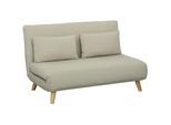 Homcom Schlafsofa Sofa mit Schlaffunktion 130 X 78 cm Couch mit Lendenkissen, Beige , Textil , Echtholz,Kautschukholz , Füllung: Polyester,Polyester , 78x79x130 cm , Wohnzimmer, Sofas & Couches, Schlafsofas
