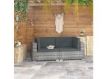 vidaXL Ecksofas 2 Stk. mit Auflagen Poly Rattan Grau