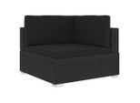vidaXL Modular-Sofa-Eckteil 1 Stk. + Auflagen Poly Rattan Schwarz