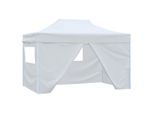 vidaXL Partyzelt Faltbar mit 4 Seitenteilen 3x4,5 m Weiß