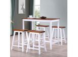 vidaXL Bartisch- und Hocker-Set 5-tlg. Massivholz